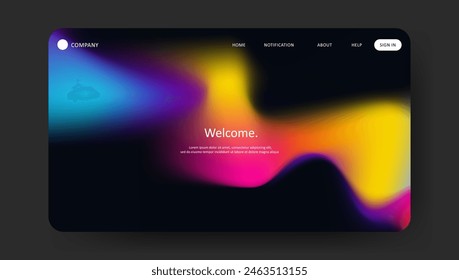 Abstract wave futuristic design of landing page. retro gradient mesh website design