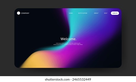 Abstract wave futuristic design of landing page. retro gradient mesh website design