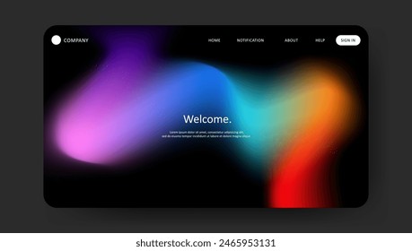 Abstract wave futuristic design of landing page. retro gradient mesh website design