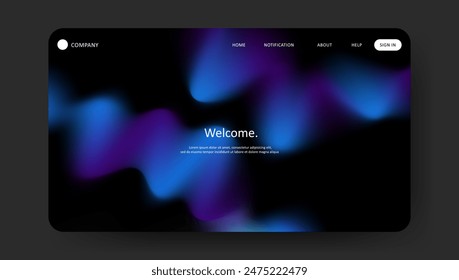 Abstract wave futuristic design of landing page. retro gradient mesh website design