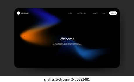 Abstract wave futuristic design of landing page. retro gradient mesh website design