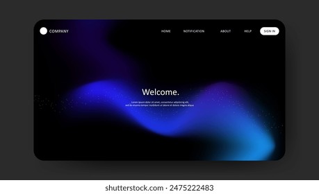 Abstract wave futuristic design of landing page. retro gradient mesh website design