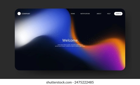 Abstract wave futuristic design of landing page. retro gradient mesh website design