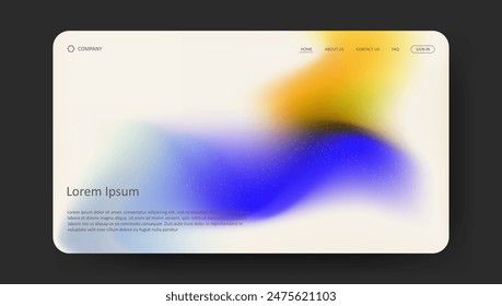 Abstract wave futuristic design of landing page. retro gradient mesh website design