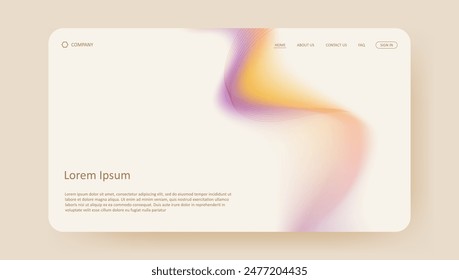 Abstract wave futuristic design of landing page. retro gradient mesh website design