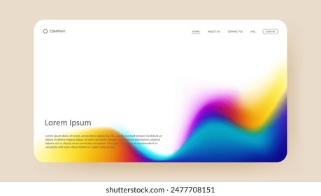 Abstract wave futuristic design of landing page. retro gradient mesh website design