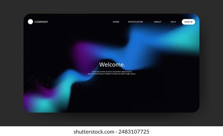 Abstract wave futuristic design of landing page. retro gradient mesh website design