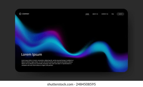 Abstract wave futuristic design of landing page. retro gradient mesh website design