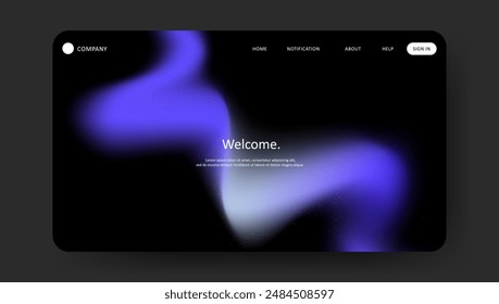 Abstract wave futuristic design of landing page. retro gradient mesh website design