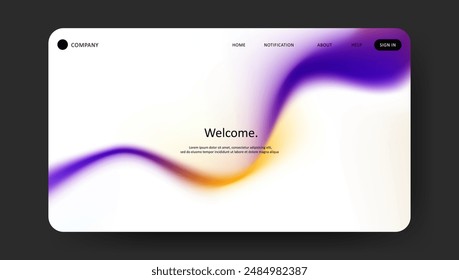 Abstract wave futuristic design of landing page. retro gradient mesh website design