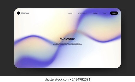 Abstract wave futuristic design of landing page. retro gradient mesh website design