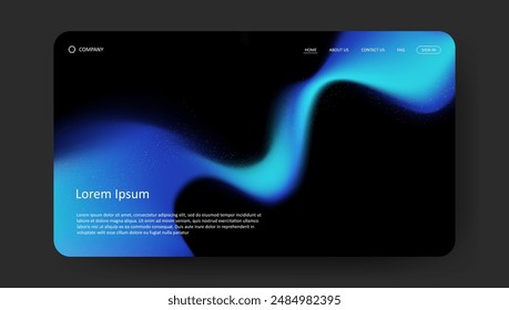 Abstract wave futuristic design of landing page. retro gradient mesh website design