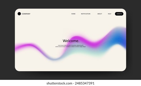 Abstract wave futuristic design of landing page. retro gradient mesh website design