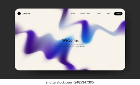 Abstract wave futuristic design of landing page. retro gradient mesh website design