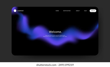 Abstract wave futuristic design of landing page. retro gradient mesh website design