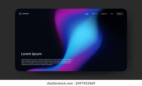 Abstract wave futuristic design of landing page. retro gradient mesh website design