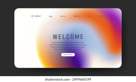 Abstract wave futuristic design of landing page. retro gradient mesh website design