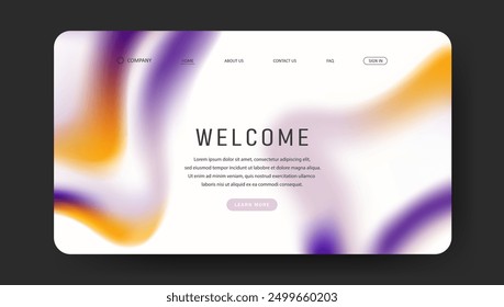 Abstract wave futuristic design of landing page. retro gradient mesh website design