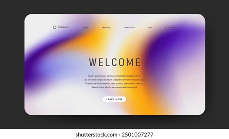 Abstract wave futuristic design of landing page. retro gradient mesh website design