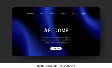 Abstract wave futuristic design of landing page. retro gradient mesh website design