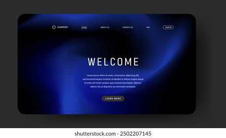 Abstract wave futuristic design of landing page. retro gradient mesh website design