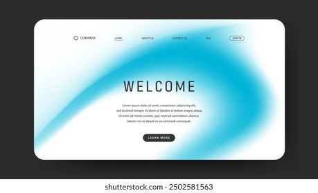 Abstract wave futuristic design of landing page. retro gradient mesh website design