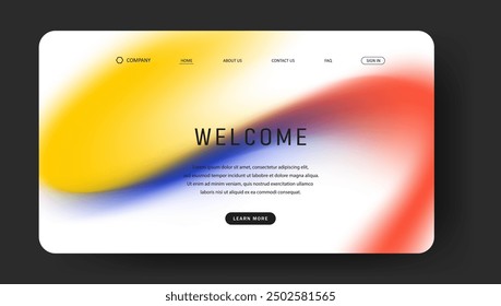 Abstract wave futuristic design of landing page. retro gradient mesh website design