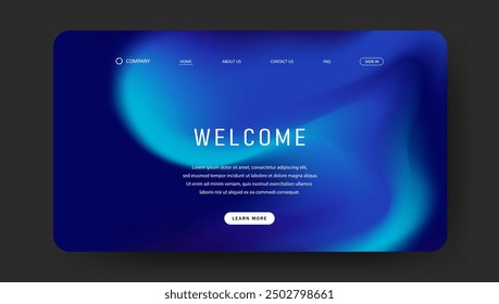 Abstract wave futuristic design of landing page. retro gradient mesh website design