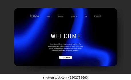 Abstract wave futuristic design of landing page. retro gradient mesh website design
