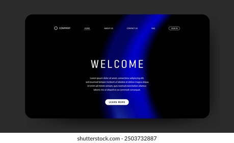 Abstract wave futuristic design of landing page. retro gradient mesh website design