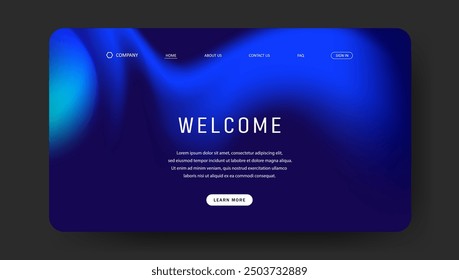 Abstract wave futuristic design of landing page. retro gradient mesh website design