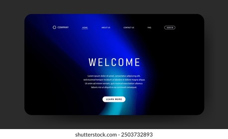 Abstract wave futuristic design of landing page. retro gradient mesh website design