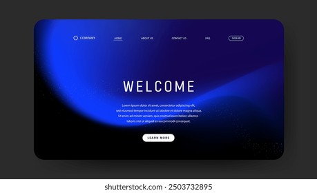 Abstract wave futuristic design of landing page. retro gradient mesh website design