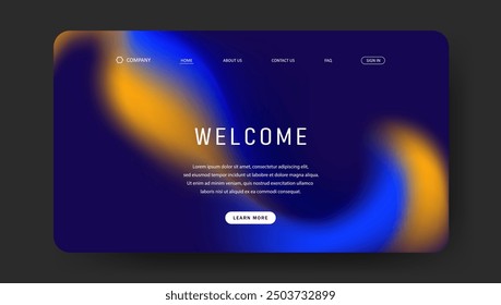 Abstract wave futuristic design of landing page. retro gradient mesh website design