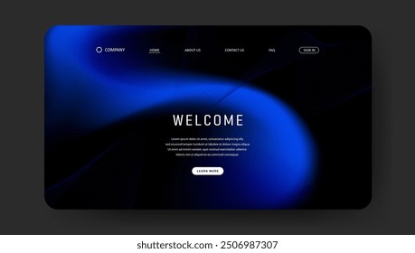 Abstract wave futuristic design of landing page. gradient mesh website design