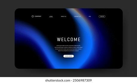 Abstract wave futuristic design of landing page. gradient mesh website design