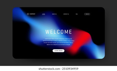 Abstract wave futuristic design of landing page. retro gradient mesh website design