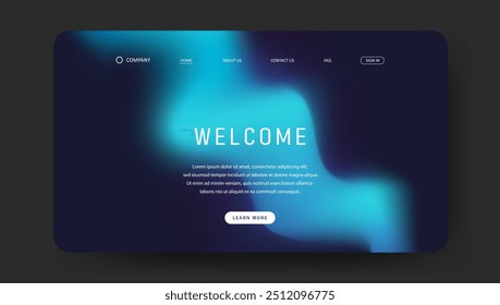 Abstract wave futuristic design of landing page. retro gradient mesh website design
