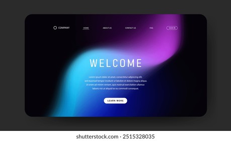 Abstract wave futuristic design of landing page. retro gradient mesh website design