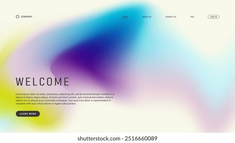 Abstract wave futuristic design of landing page. retro gradient mesh website design