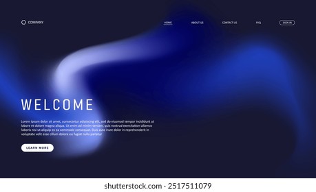 Abstract wave futuristic design of landing page. retro gradient mesh website design
