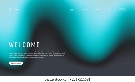 Abstract wave futuristic design of landing page. retro gradient mesh website design