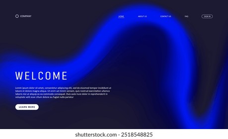 Abstract wave futuristic design of landing page. retro gradient mesh website design