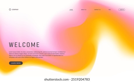 Abstract wave futuristic design of landing page. retro gradient mesh website design