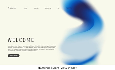 Abstract wave futuristic design of landing page. retro gradient mesh website design