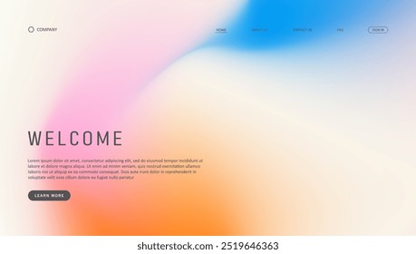 Abstract wave futuristic design of landing page. retro gradient mesh website design