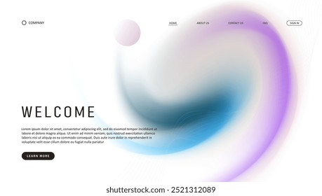 Projeto futurista de onda abstrata da landing page. design de site de malha de gradiente retro