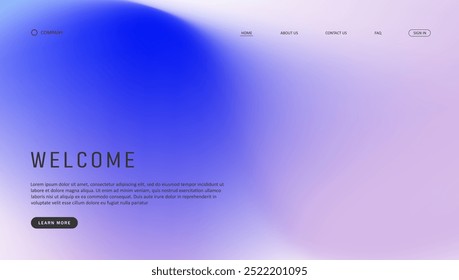 Projeto futurista de onda abstrata da landing page. design de site de malha de gradiente retro