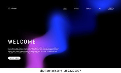 Abstract wave futuristic design of landing page. retro gradient mesh website design