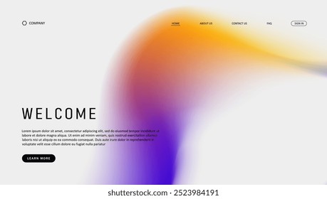 Projeto futurista de onda abstrata da landing page. design de site de malha de gradiente retro